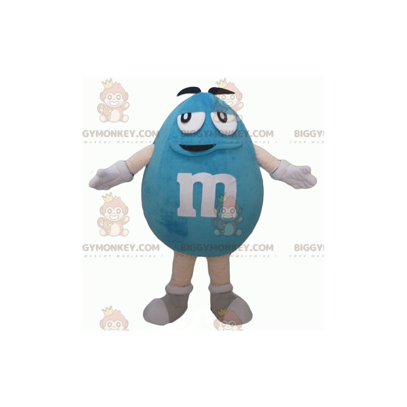 Funny Plump Giant Blue M&M's BIGGYMONKEY™ Mascot Sizes L (175-180CM)