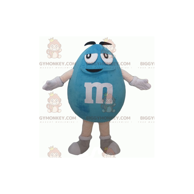 Funny Plump Giant Blue M&M's BIGGYMONKEY™ maskotkostume - Masker berømte mennesker - BIGGYMONKEY_04257 - BiggyMonkey.com