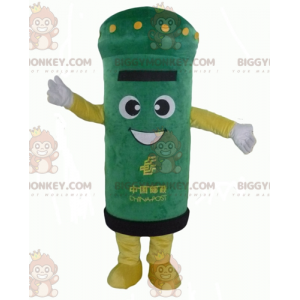 Very Smiling Green and Yellow Mailbox BIGGYMONKEY™ Mascot