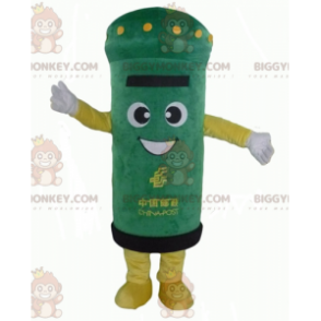 Sehr lächelnder grüner und gelber Briefkasten BIGGYMONKEY™ Maskottchen-Kostüm - Maskottchen von Objekten - BiggyMonkey.com