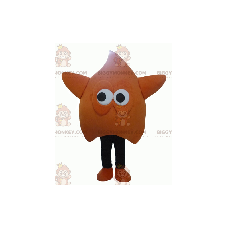 Traje de mascote BIGGYMONKEY™ Gigante Laranja e Estrela Negra Traje de mascote BIGGYMONKEY™ Gigante Laranja e Estrela Negra