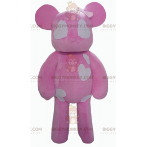 BIGGYMONKEY™ Maskottchen-Kostüm Rosa-weißer Teddybär mit Herzen