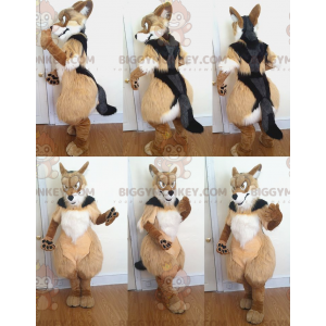 Disfraz de mascota de perro peludo tricolor BIGGYMONKEY™ -