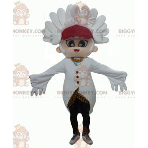 Snowman BIGGYMONKEY™ Mascot Costume with White Feathers and