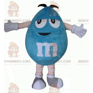 Disfraz de mascota BIGGYMONKEY™ de M&M's azul gigante regordete