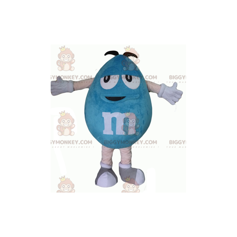 Costume de mascotte BIGGYMONKEY™ de M&M's bleu géant dodu et