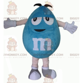 Disfraz de mascota BIGGYMONKEY™ de M&M's azul gigante regordete