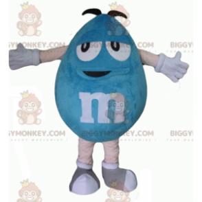 Zabawny kostium maskotki pulchny gigantyczny niebieski M&M's
