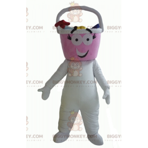 BIGGYMONKEY™ Eimerkopf-Maskottchen-Kostüm des weißen Mannes -