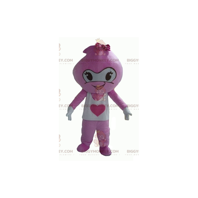 Fantasia de mascote BIGGYMONKEY™ de boneco de neve rosa e Fantasia de mascote BIGGYMONKEY™ de boneco de neve rosa e
