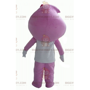 Sød smilende pink og hvid snemand BIGGYMONKEY™ maskotkostume -