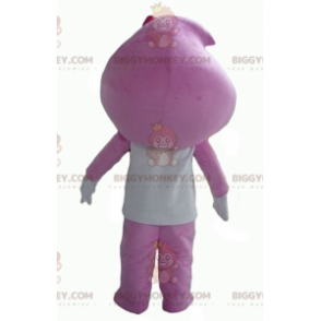 Cute Smiling Pink and White Snowman BIGGYMONKEY™ Mascot Costume