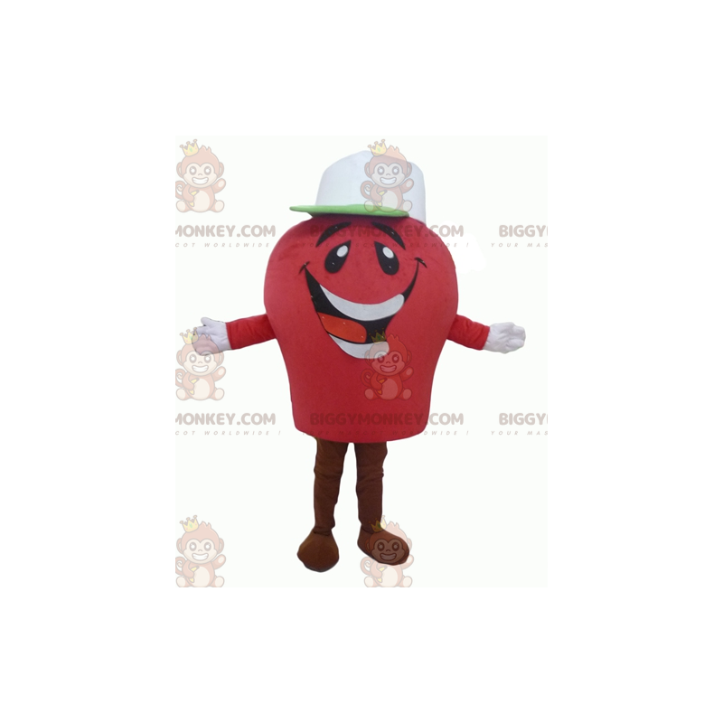 Kostium maskotki uśmiechniętego czerwonego bałwana BIGGYMONKEY™ Kostium maskotki uśmiechniętego czerwonego bałwana BIGGYMONKEY™