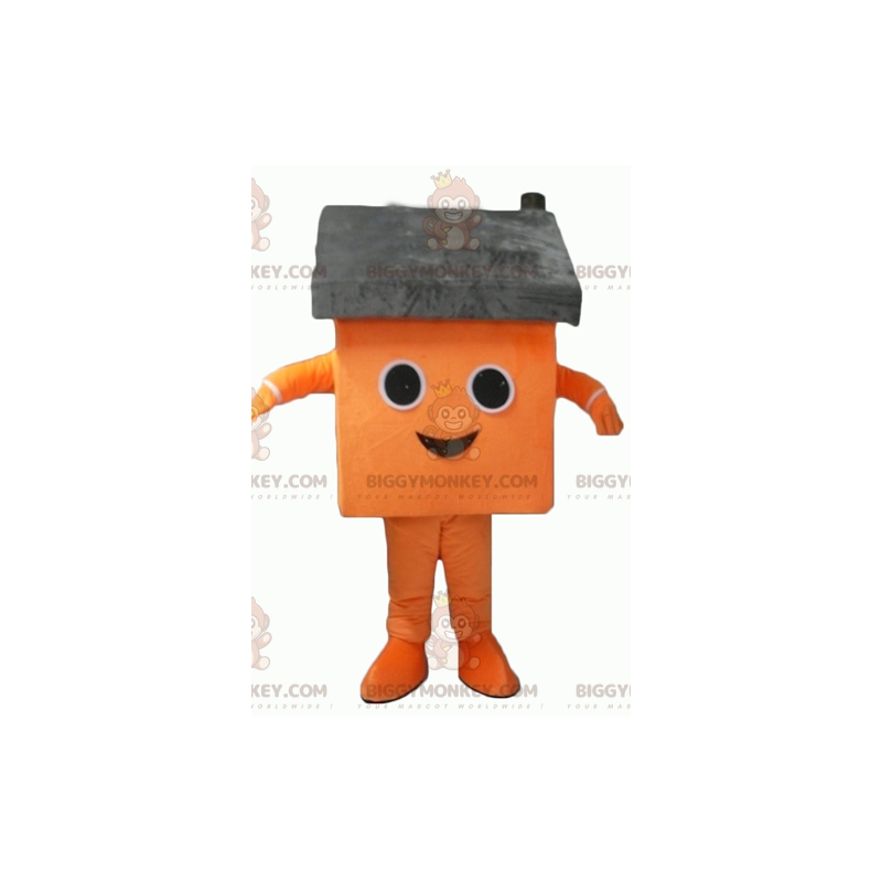 Giant oransje og grått hus BIGGYMONKEY™ maskotkostyme - Husmaskoter - BIGGYMONKEY_04279 - BiggyMonkey.com