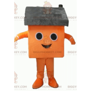 Giant oransje og grått hus BIGGYMONKEY™ maskotkostyme - Husmaskoter - BIGGYMONKEY_04279 - BiggyMonkey.com