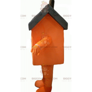 Giant oransje og grått hus BIGGYMONKEY™ maskotkostyme - Husmaskoter - BIGGYMONKEY_04279 - BiggyMonkey.com
