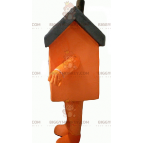Giant oransje og grått hus BIGGYMONKEY™ maskotkostyme - Husmaskoter - BIGGYMONKEY_04279 - BiggyMonkey.com