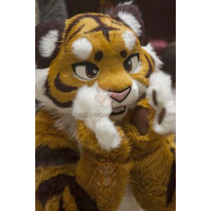 Black and White Yellow Tiger BIGGYMONKEY™ Mascot Costume –