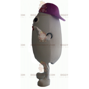 Traje de mascote de boneco de neve branco gigante redondo
