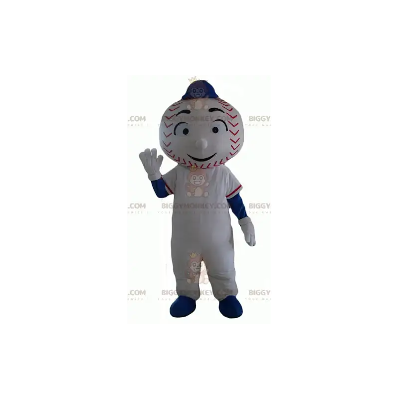 Traje de mascote de boneco de neve BIGGYMONKEY™ com cabeça de Traje de mascote de boneco de neve BIGGYMONKEY™ com cabeça de
