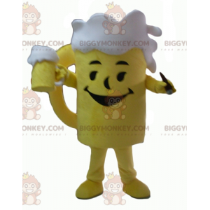 Gigantisch geel en wit bierglas BIGGYMONKEY™ mascottekostuum -
