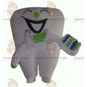 Giant White Tooth Στολή μασκότ BIGGYMONKEY™ με οδοντόβουρτσα - Μασκότ αντικειμένων - BIGGYMONKEY_04299 - BiggyMonkey.com