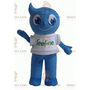 BIGGYMONKEY™ Smiling Blue Waterdrop Snowman Mascot Costume -