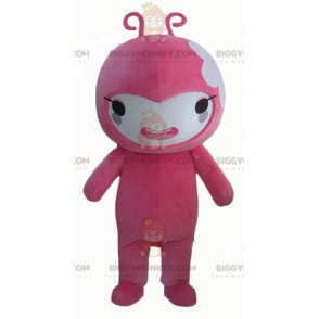 BIGGYMONKEY™ Mascot Costume Pink and White Snowman with Two