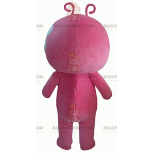 BIGGYMONKEY™ maskotkostume Pink og hvid snemand med to antenner