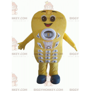 Smilende kæmpe gul mobiltelefon BIGGYMONKEY™ maskotkostume -
