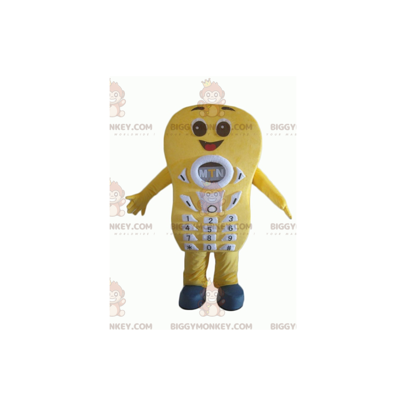 Smiling Giant Yellow Cell Phone BIGGYMONKEY™ Mascot Costume -