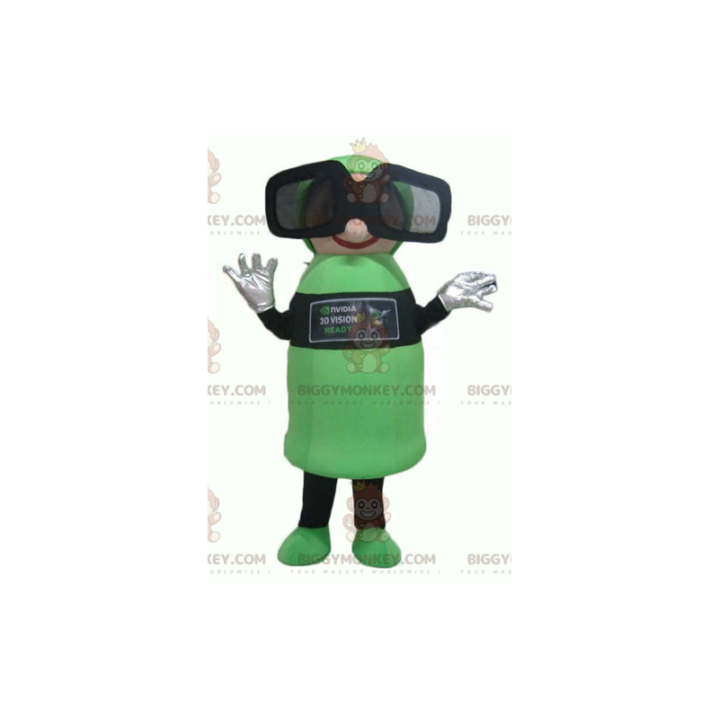 Disfraz de mascota BIGGYMONKEY™ de muñeco de nieve verde y Disfraz de mascota BIGGYMONKEY™ de muñeco de nieve verde y