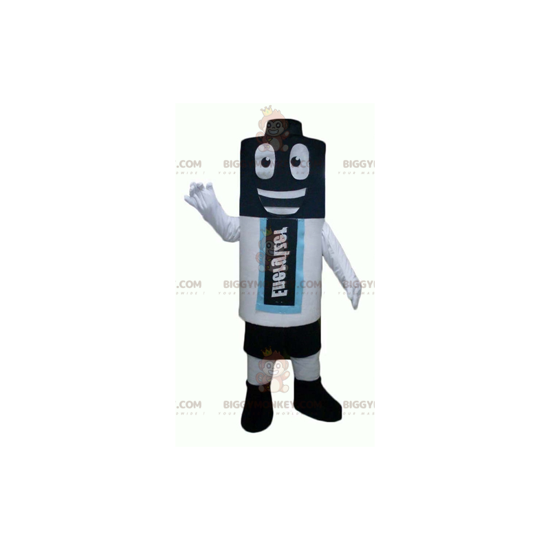 Traje de mascote preto branco azul gigante pilha BIGGYMONKEY™ – Traje de mascote preto branco azul gigante pilha BIGGYMONKEY™ –