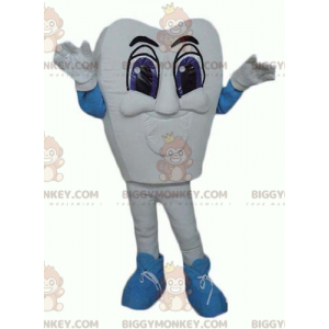 Costume de mascotte BIGGYMONKEY™ de dent blanche et bleue