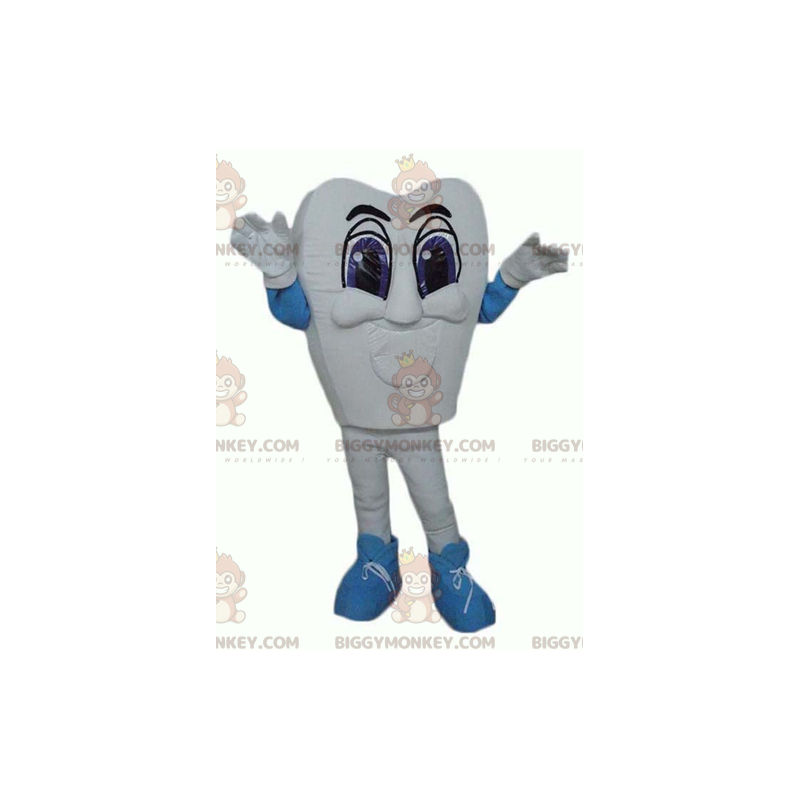 Costume de mascotte BIGGYMONKEY™ de dent blanche et bleue Costume de mascotte BIGGYMONKEY™ de dent blanche et bleue