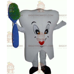 Giant White Tooth BIGGYMONKEY™ Mascot Costume with Brush -