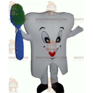 Giant White Tooth BIGGYMONKEY™ maskotkostyme med børste - Maskotter av gjenstander - BIGGYMONKEY_04316 - BiggyMonkey.com