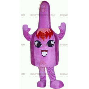 Zeer lachende paarse belzak BIGGYMONKEY™ mascottekostuum -