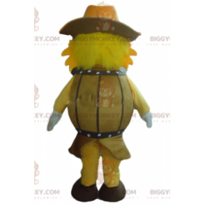 BIGGYMONKEY™ Gelber Hund im Barrel-Maskottchen-Kostüm mit Hut -
