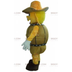 BIGGYMONKEY™ Gelber Hund im Barrel-Maskottchen-Kostüm mit Hut -