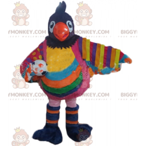 Traje de mascote de pássaro multicolorido grande BIGGYMONKEY™