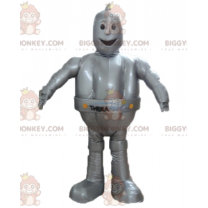 Giant Smiling Metallic Gray Robot BIGGYMONKEY™ Mascot Costume -