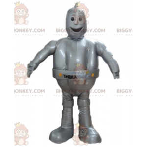 Giant Smiling Metallic Gray Robot BIGGYMONKEY™ Mascot Costume –