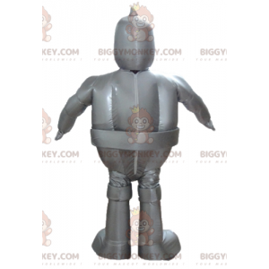 Gigantisch lachende metallic grijze robot BIGGYMONKEY™