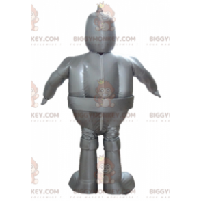 Kæmpe smilende metallisk grå robot BIGGYMONKEY™ maskotkostume -