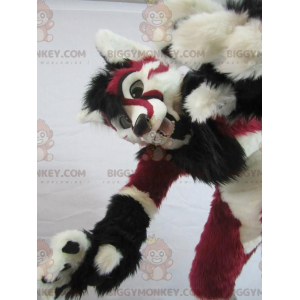 Rood wit en zwart cheetah BIGGYMONKEY™ mascottekostuum -