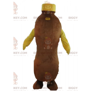 Bruine en gele chocoladedrankfles BIGGYMONKEY™ mascottekostuum