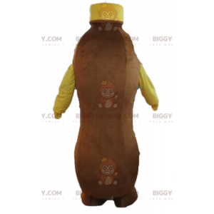 Costume de mascotte BIGGYMONKEY™ de bouteille marron et jaune