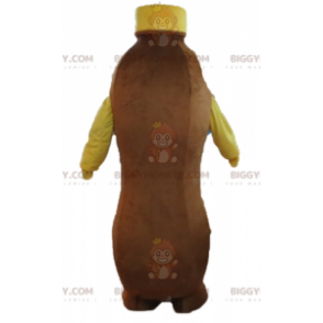 Bruine en gele chocoladedrankfles BIGGYMONKEY™ mascottekostuum