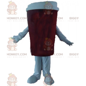 Červenobílý šálek kávy BIGGYMONKEY™ kostým maskota –